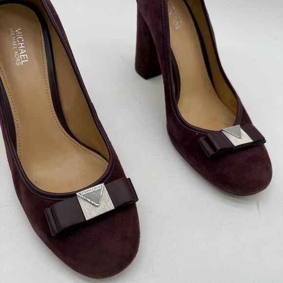 Michael Michael Kors Caroline Purple Suede Block Heel Pumps Women’s Size 7 - Picture 4 of 8